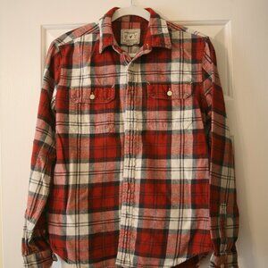 American Eagle Outfitters Men's Flannel Buttondown, Size Small, Red Plaid